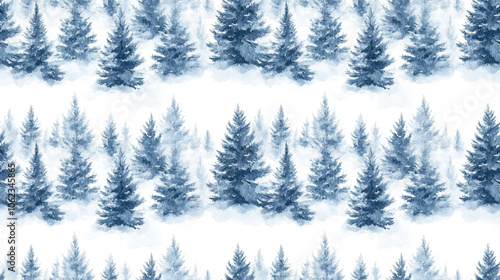 Watercolor seamless pattern of snow covered fir trees perfect for winter forest themed digital paper and Christmas wrapping design