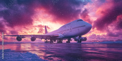 Wallpaper Mural Airliner taxiing during snowstorm on runway in winter blizzard Torontodigital.ca