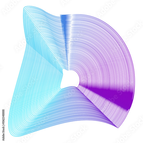 Flowing particles form waves, a gradient light pattern. modern technology background