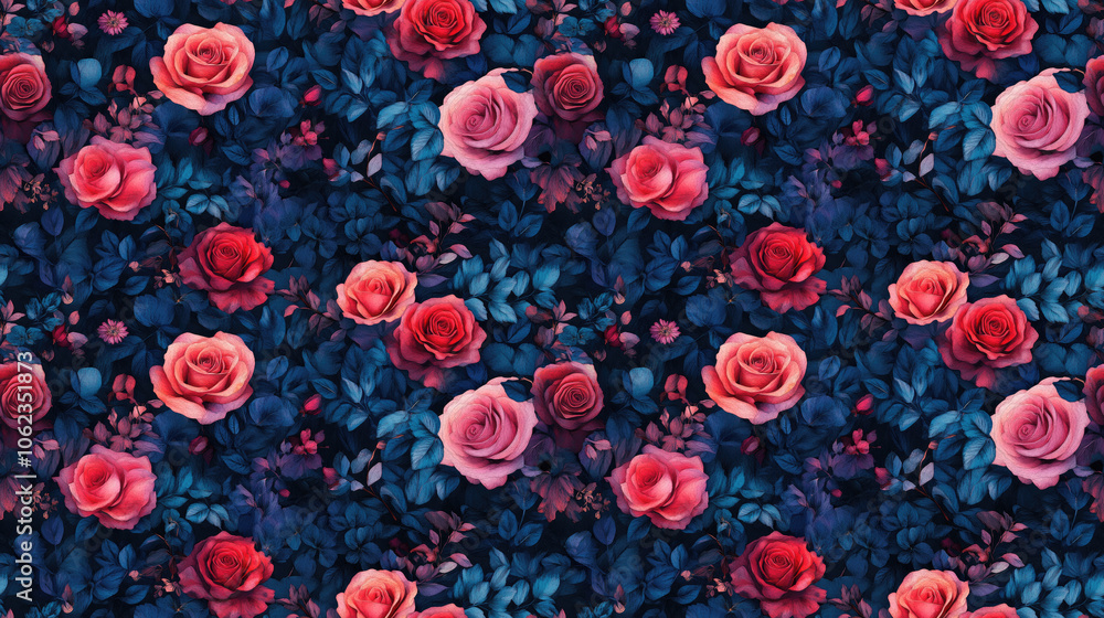 Seamless watercolor rose flower bouquet pattern with abstract digital floral textures perfect for textile design and home decor Seamless watercolor rose flower bouquet pattern with abstract digital floral textures perfect for textile design and home decor