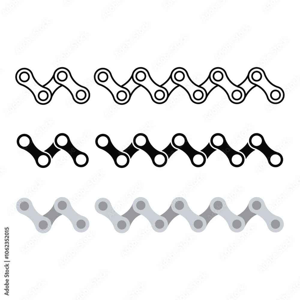 Set Of Roller Chain Links Icon Vector Design. Set Of Roller Chain Links Icon Vector Design.