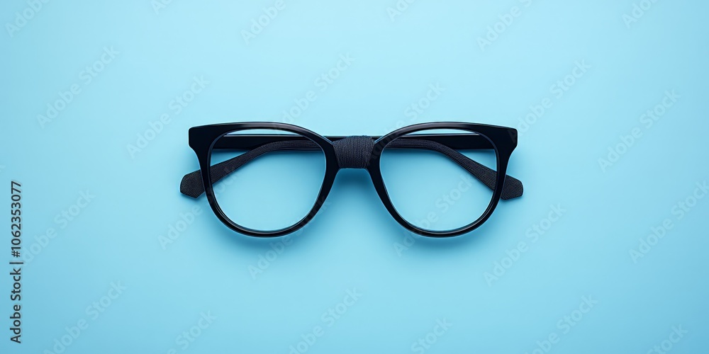 Black glasses, moustache, and bowtie on light blue background stock image Black glasses, moustache, and bowtie on light blue background stock image