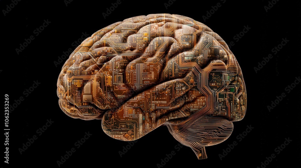 Digital Brain Concept with Circuit Patterns Digital Brain Concept with Circuit Patterns