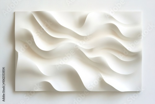 3D wall panel with wavy texture in white color