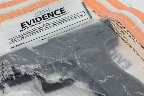Criminals weapon in a CSI evidence bag