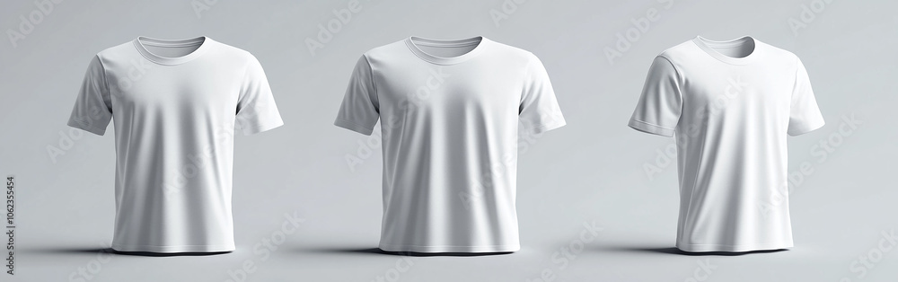 Set of white t-shirt front and back view mockups on an isolated background Set of white t-shirt front and back view mockups on an isolated background