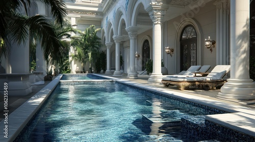 Luxury lap pool and villa