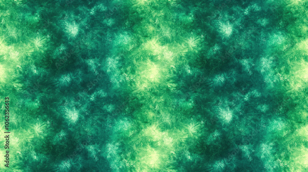 Fototapeta premium Vibrant seamless green tie dye pattern featuring fun ink color designs modern kaleidoscope effect suitable for fabric printing and artistic backgrounds