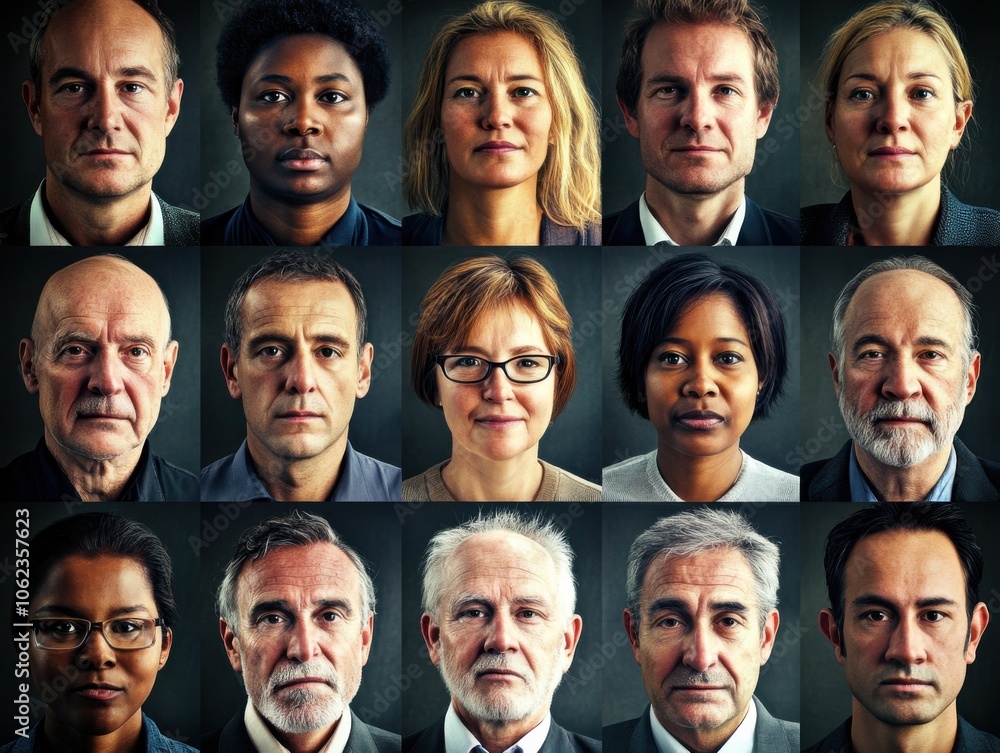 A diverse group of people from different ethnic backgrounds appear in a grid layout, showcasing unity and multiculturalism.