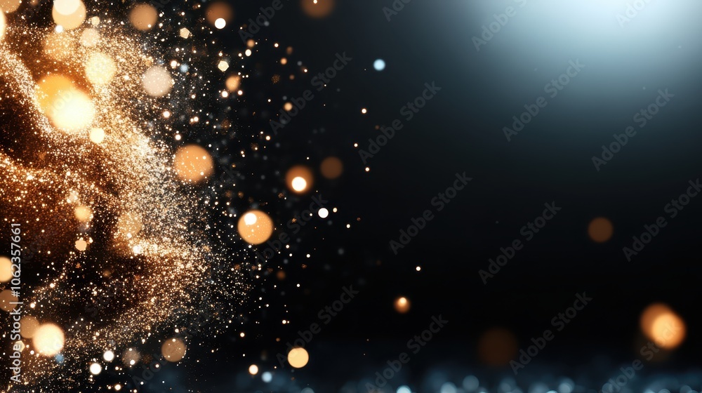 Golden sparkles softly drifting in a dark expanse create a dreamlike, enchanting scene full of magic and wonder, adding a touch of elegance to any décor. Golden sparkles softly drifting in a dark expanse create a dreamlike, enchanting scene full of magic and wonder, adding a touch of elegance to any décor.