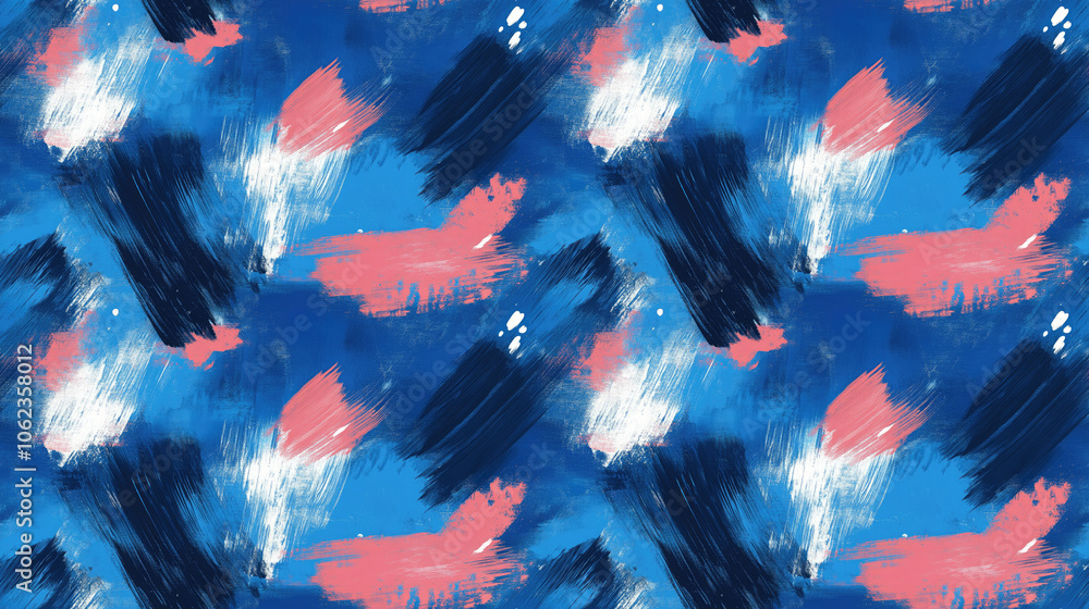 Fototapeta premium Seamless blue abstract hand painted pattern with brush texture for invitation banner and wallpaper design