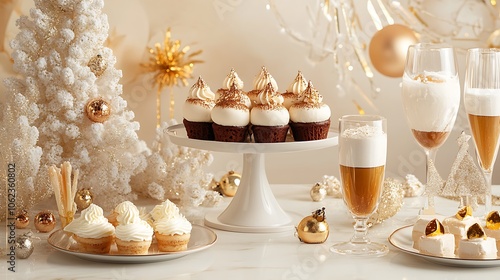 Wallpaper Mural New Year festive dessert table patterns with sweet treats Torontodigital.ca