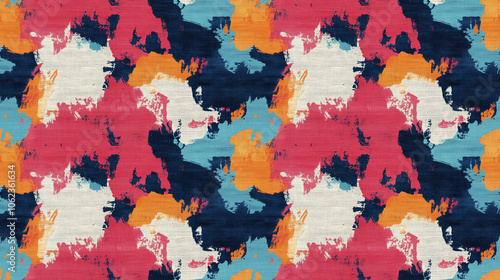 Seamless abstract painting pattern featuring vibrant colors on a textured canvas background ideal for textile design and wallpaper