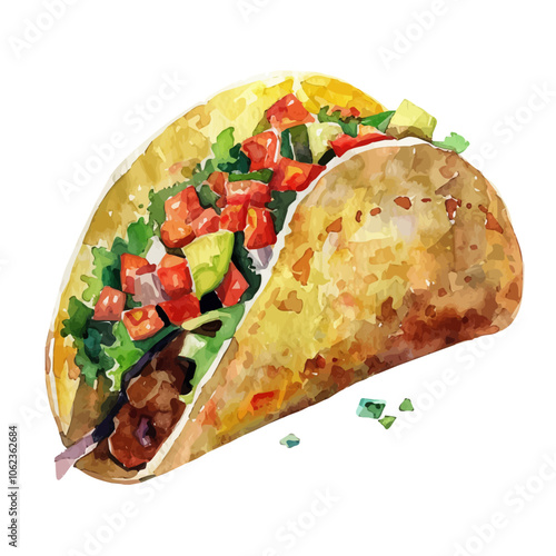 A watercolor vector of Taco, isolated on a white background.