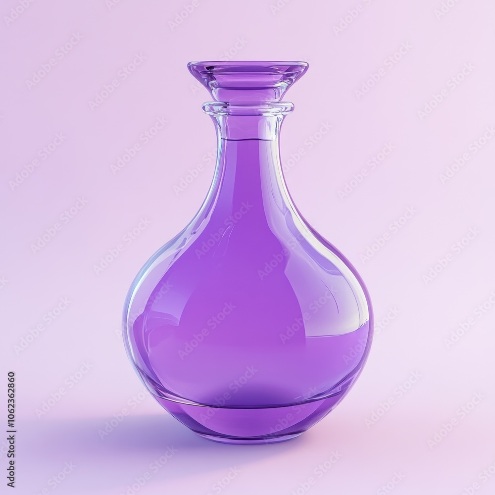 Elegant Purple Glass Decanter on a Pastel Background Elegant Purple Glass Decanter on a Pastel Background