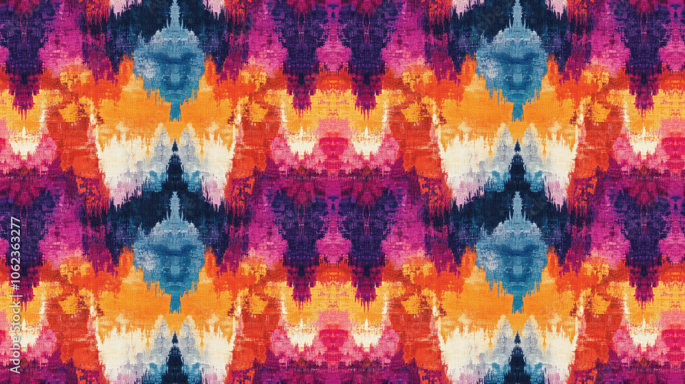 Fototapeta premium Seamless Shibori tie dye pattern in vibrant colors for textile design