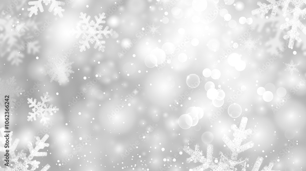 Snowflakes falling on a blurred icy background with sparkling lights winter holiday concept Snowflakes falling on a blurred icy background with sparkling lights winter holiday concept