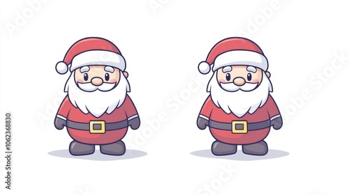 Children's drawing of Santa Claus in a red coat and hat on a clean white background New Year's Eve happy holiday