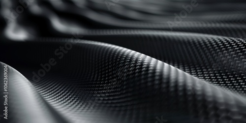 Carbon fiber composite raw material background. Carbon fiber texture. Dark Gray background with lighting.