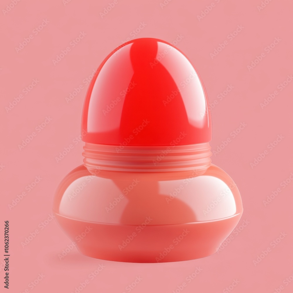 Vibrant Red Beauty Product on Soft Pink Background Vibrant Red Beauty Product on Soft Pink Background