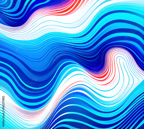 Blue and colorful wavy dynamic motion graphics. light motion shape curve. wavy banner template. background texture, neat cracks, 8k quality. generative ai 