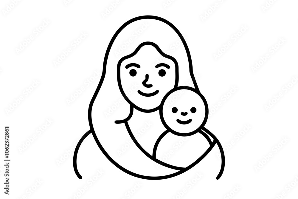 Mother and Child line art Vector Illustration Mother and Child line art Vector Illustration