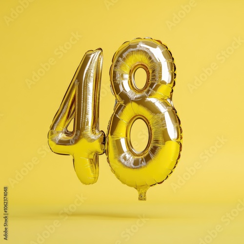 Gold balloon shaped like number 48 photo