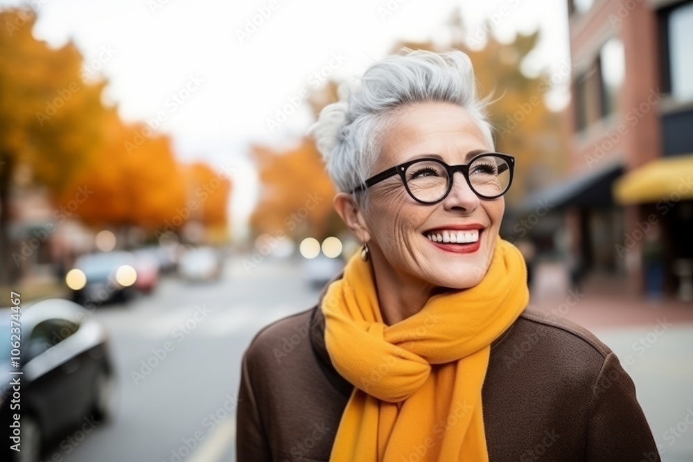 Portrait of happy senior woman with eyeglasses in the city Portrait of happy senior woman with eyeglasses in the city