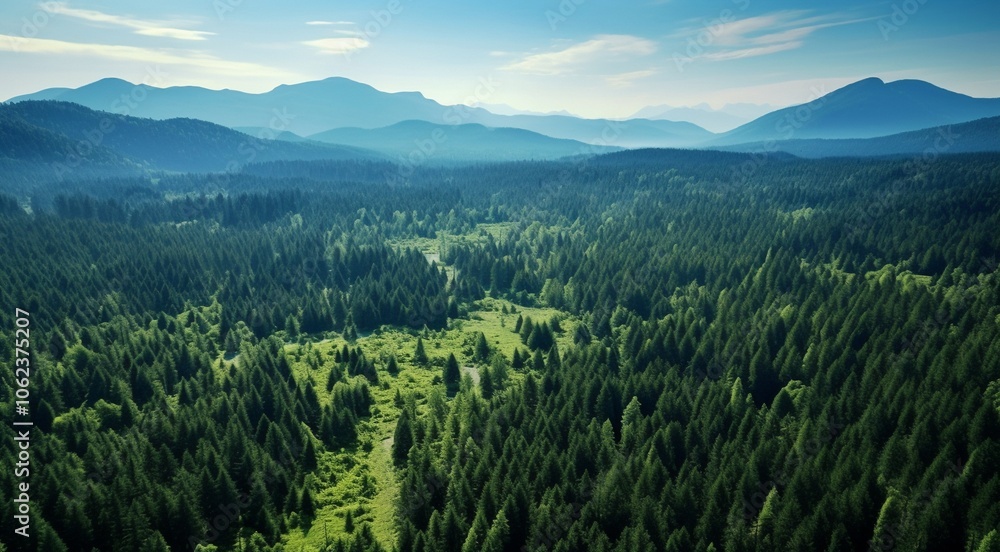 Obraz premium landscape with grass and sky, landscape with fields, panoramic view of green forest landscape, green jungle