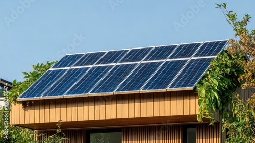 Modern Rooftop Solar Panels on Eco-Friendly Home