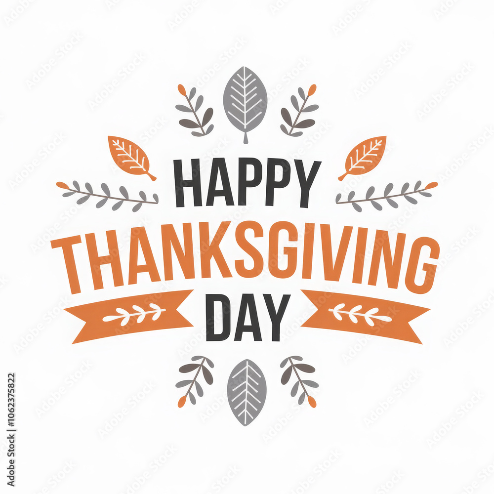Happy thanksgiving day with autumn leaves. Hand drawn text lettering. Vector illustration. Script. Calligraphic design for print greetings card, shirt, banner, poster. Colorful fall Happy thanksgiving day with autumn leaves. Hand drawn text lettering. Vector illustration. Script. Calligraphic design for print greetings card, shirt, banner, poster. Colorful fall