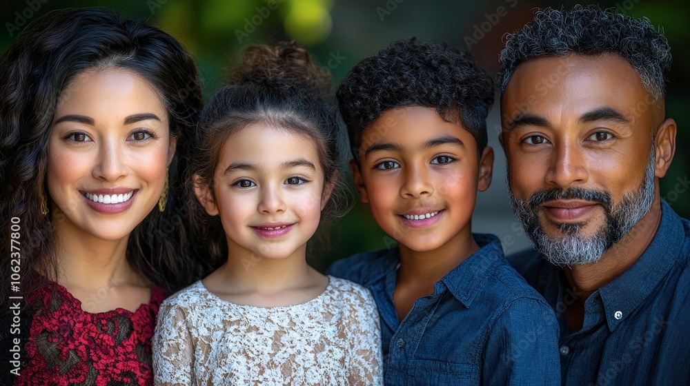 Multi-Ethnic Family Portrait in Natural Setting Multi-Ethnic Family Portrait in Natural Setting