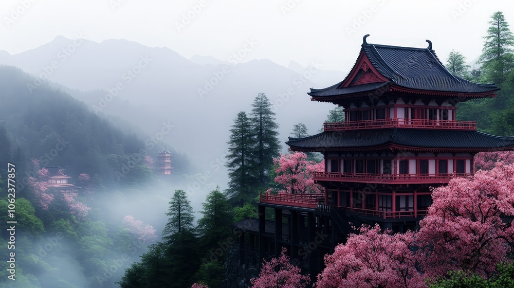 Serene Traditional Japanese Temple in Nature Serene Traditional Japanese Temple in Nature