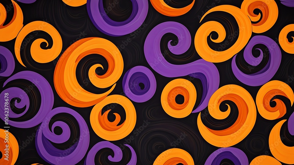 Halloween dynamic swirl patterns in orange, black, and purple Halloween dynamic swirl patterns in orange, black, and purple