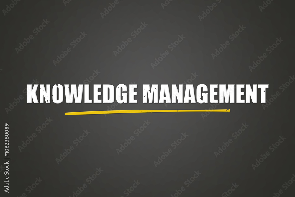 Obraz premium Knowledge Management. A blackboard with white text. Illustration with grunge text style.