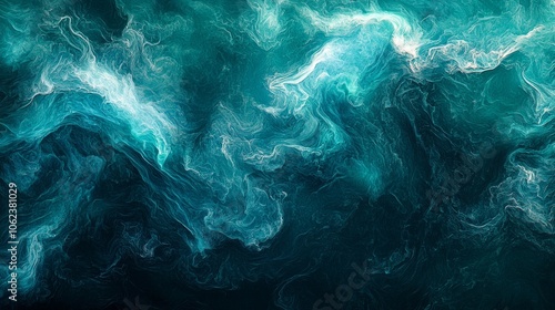 Abstract ocean waves in teal and white