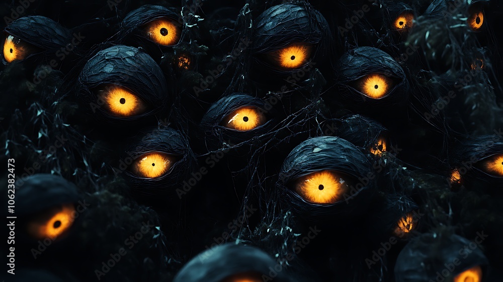Halloween glowing eye patterns peeking from the dark Halloween glowing eye patterns peeking from the dark