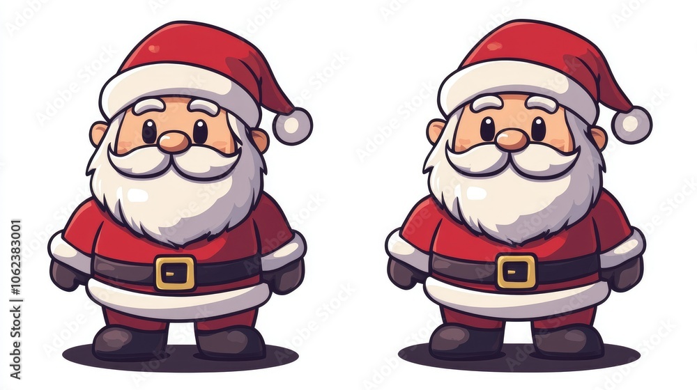 Children's drawing of Santa Claus in a red coat and hat on a clean white background New Year's Eve happy holiday Children's drawing of Santa Claus in a red coat and hat on a clean white background New Year's Eve happy holiday