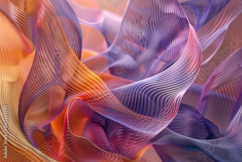 Iridescent sparkling glow. Led neon purple pink gold glowing. Refraction of rays through a prism. Abstract festive moving background for holiday