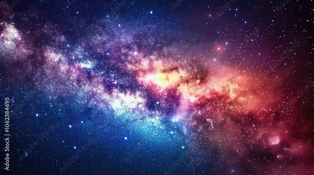 Fototapeta premium Spectacular view of colorful galaxy, bright stars, vastness of space, cosmic beauty concept