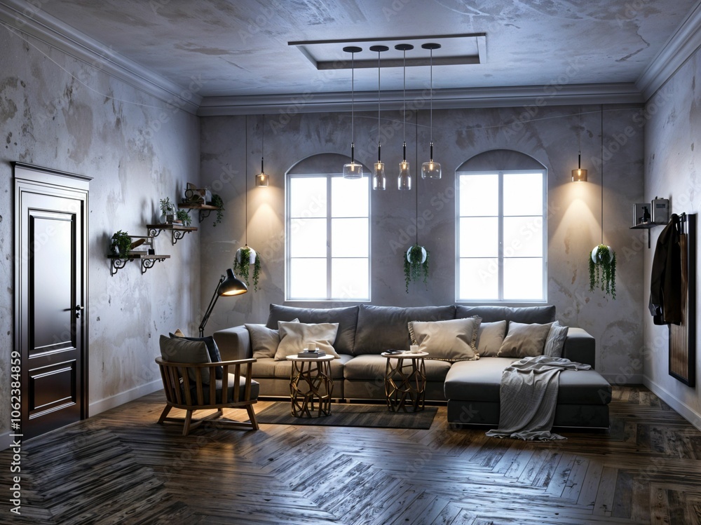 Modern living room in a luxurious style concept design..
Modern living room in a luxurious style concept design..