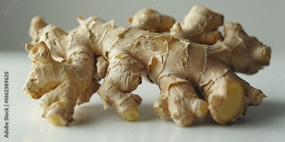 Ginger on a White Background for business idea, Generative AI. Ginger on a White Background for business idea, Generative AI.