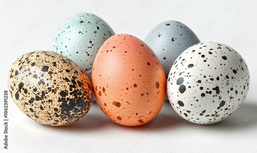 Isolated chicken eggs against a white backdrop for shop, Generative AI. Isolated chicken eggs against a white backdrop for shop, Generative AI.