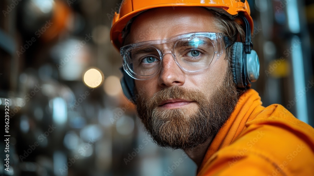 Factory worker monitoring emissions from industrial plants, symbolizing the role of technology in controlling environmental pollution Factory worker monitoring emissions from industrial plants, symbolizing the role of technology in controlling environmental pollution