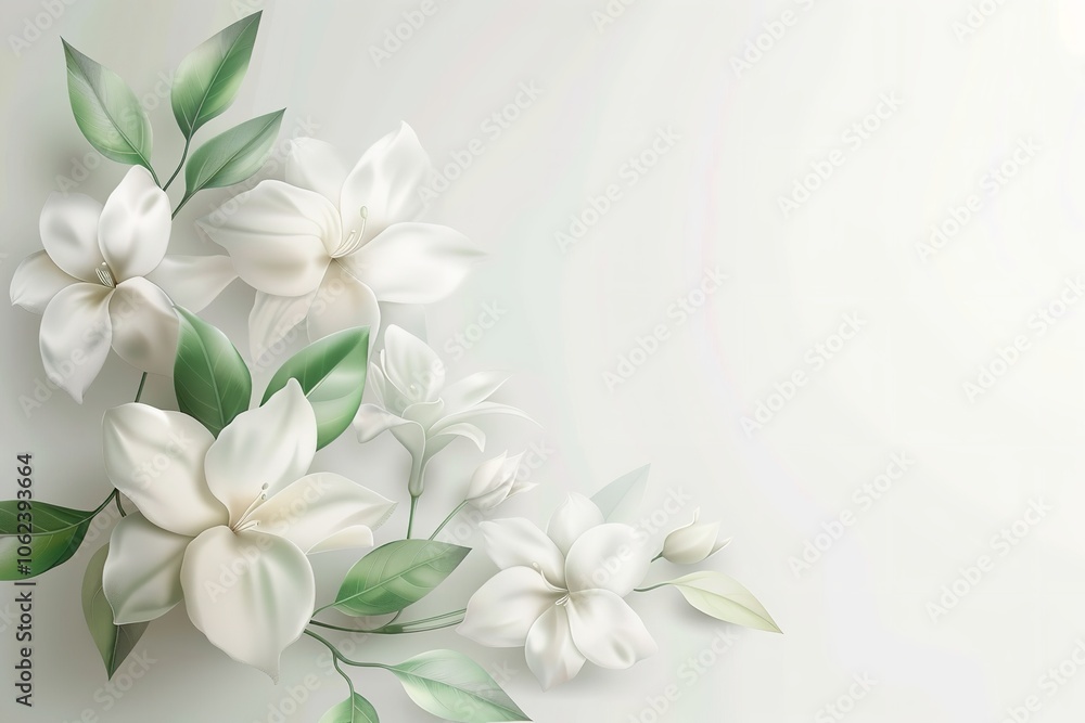 Realistic jasmine bloom on a white background for social media, Generative AI. Realistic jasmine bloom on a white background for social media, Generative AI.