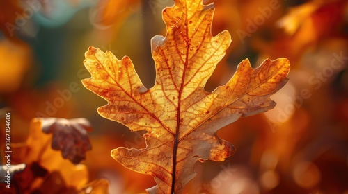 Wallpaper Mural Close-up of an oak leaf during fall Torontodigital.ca