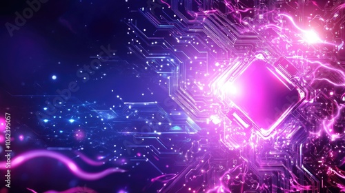 Vibrant cyber monday banner with futuristic circuit board theme