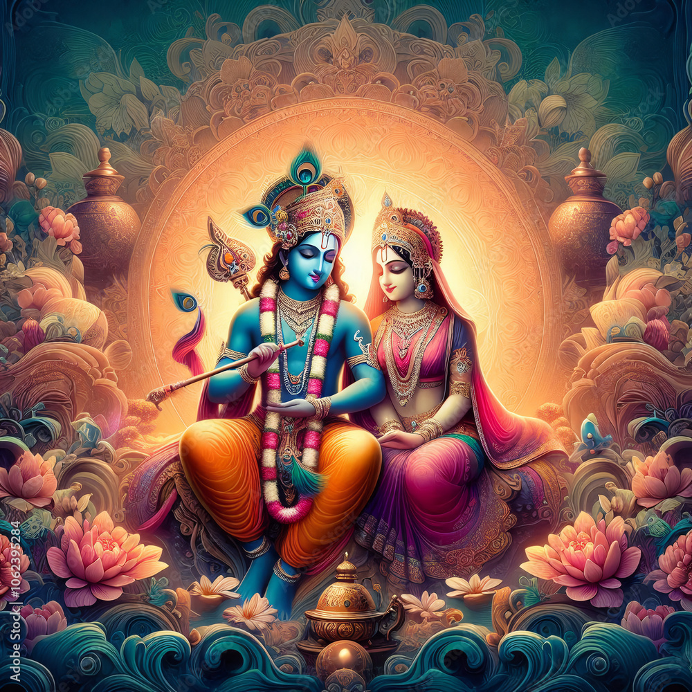 Fototapeta premium Laksmi-devi y Vishnu