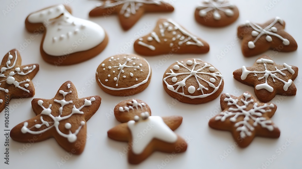 Gingerbread cookies with festive decorations Gingerbread cookies with festive decorations