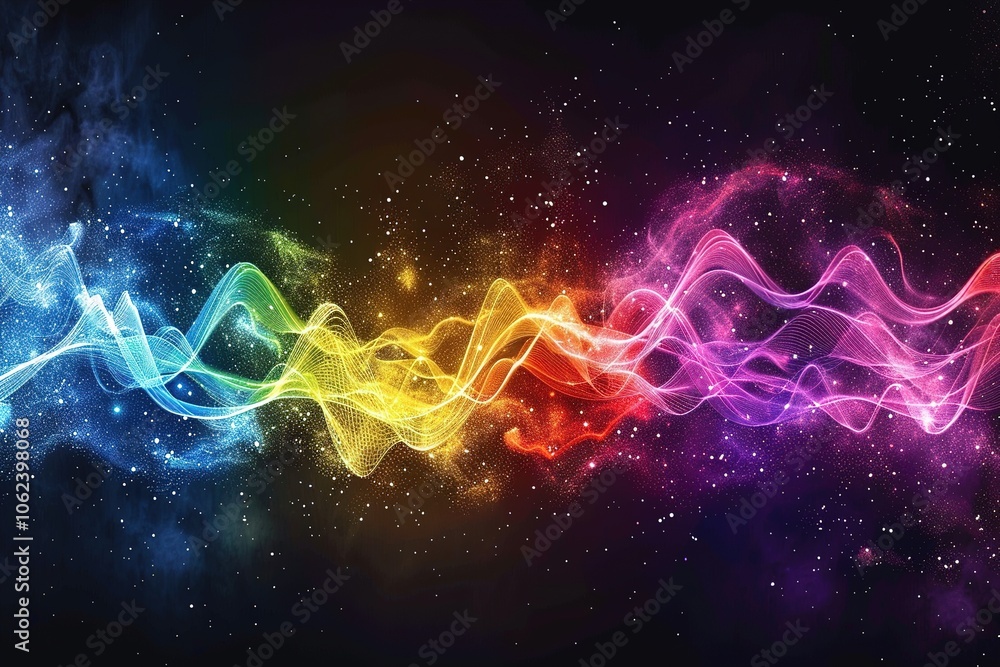 Colorful energy waves in space Colorful energy waves in space